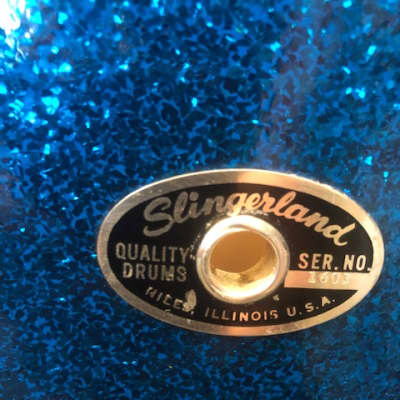 Slingerland Drum Set 60s-70s Blue/Metal Flake image 8