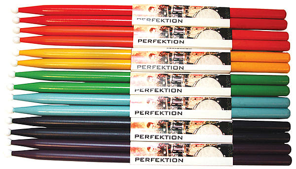 7 PAIR Perfektion Colored Nylon Tip Drum Sticks 2B Size  (1 pair each color) image 1