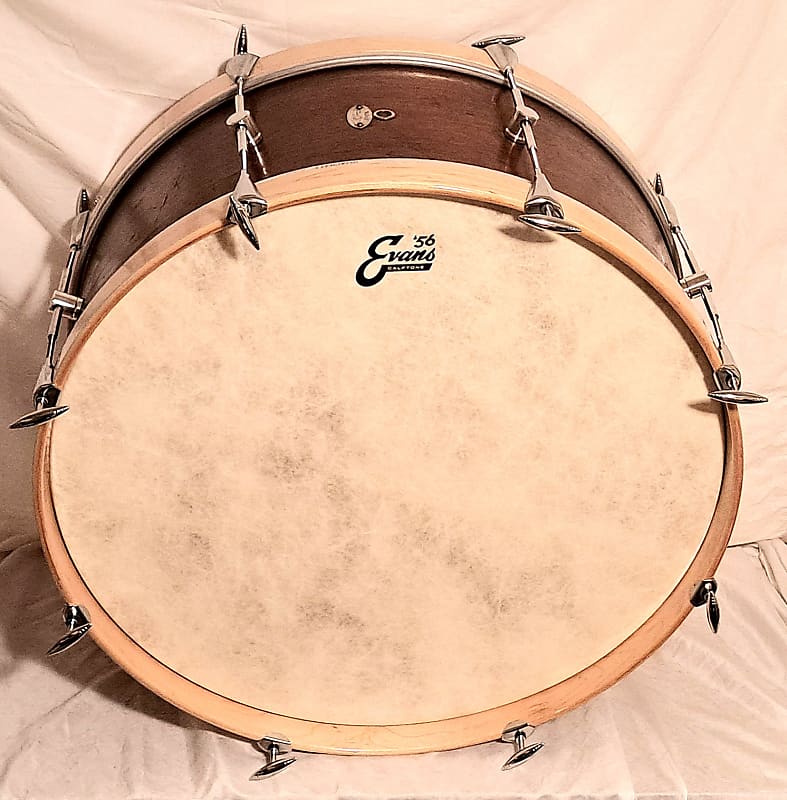 C.G.CONN MAHOGANY 24" BASS DRUM 1 PLY (3/16" THICK) STEAM BENT 1887 WITH MAPLE RINGS AND HOOPS! - FREE SHIP TO CUSA! image 1