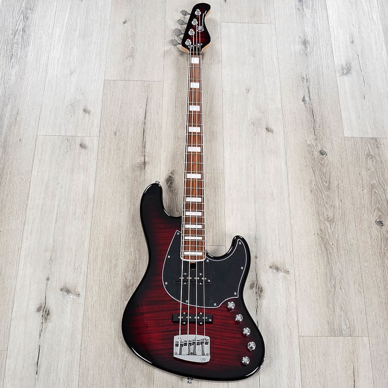 Mayones Jabba Classic 4 Bass, Pau Ferro Fretboard, Trans Dirty-Red Burst  Gloss