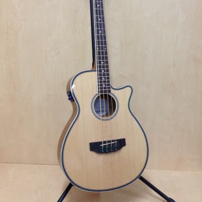 3/4 Size Haze FB-711BCEQ/N 4-String Electric-Acoustic Bass Guitar Natural + Free Gig Bag image 2