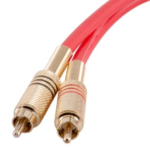 Premium Red 2 Foot Dual RCA Male to Dual RCA Male Audio Patch Cable image 3