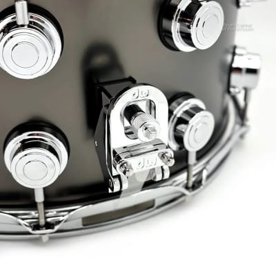 DW Collectors Series Satin Black Brass Snare Drum 14x8 Chrome Hardware image 2