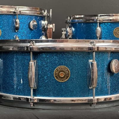 Gretsch Round Badge Blue Sparkle snare drum trio 4x14, 5.5x14, 6.5x14 image 3