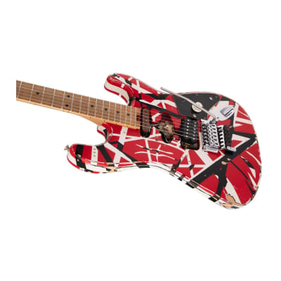 EVH Striped Series Frankenstein Frankie Basswood, Sturdy and Dependable 6-String Electric Guitar (Right-Handed, Red with Black Stripes Relic) image 6