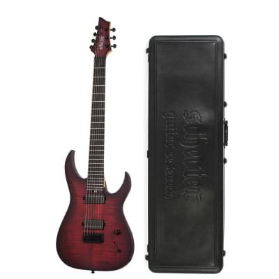 Schecter Sunset-7 Extreme 7-String Nyatoh Body Electric Guitar Right-Handed (Scarlet Burst) Bundle with Protective Guitar Hard Case (2 Items) for sale