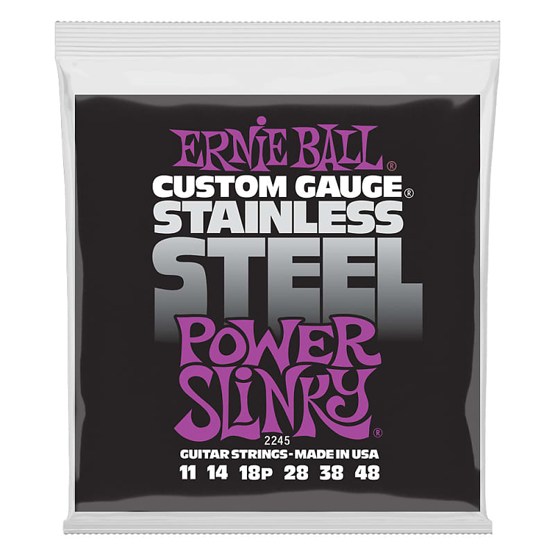Ernie Ball Power Slinky Stainless Steel Wound Electric Guitar Strings 11-48 Gauge image 1