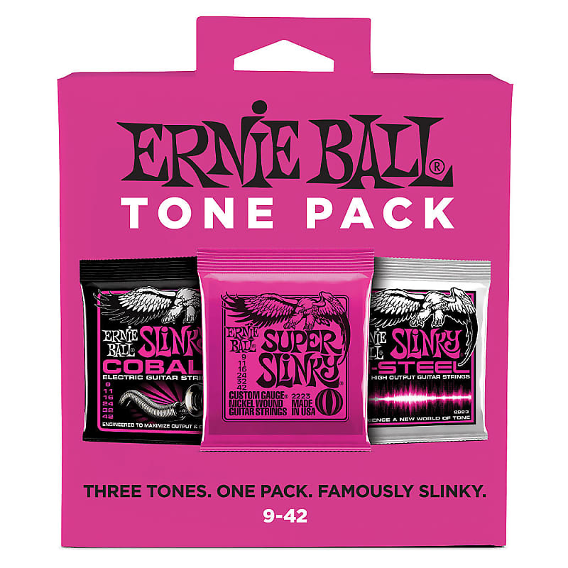 Ernie Ball Tone Pack Electric Guitar Strings Super Slinky Cobalt M-Steel 9-42 image 1