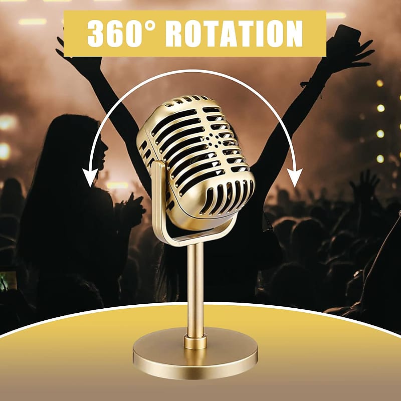  Microphone Stand with mic Prop Set, Simulation Old Fashioned  Microphone Model with Stable Base and Support Rod Retro Style, Old  Fashioned Style of The mic Prop for Photography : Musical Instruments