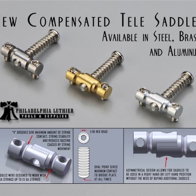 Compensated Telecaster Saddle - Brass - 5/16" Offset Barrel - Set of 3 image 4