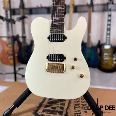 Schecter USA Custom Shop PT-7 7-String Electric Guitar w/ Case-Vintage White Satin image 4
