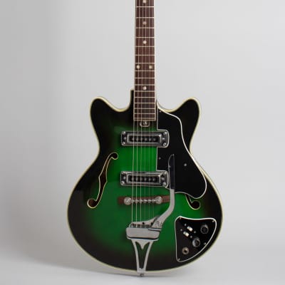 Decca Owned and Used by Elliott Sharp Thinline Hollow Body Electric Guitar, made by Kawai (1967), black gig bag case. image 1