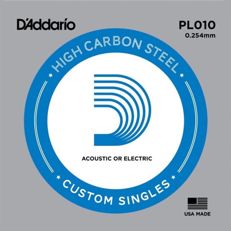 D'Addario PL010 Plain Steel Single String - .010 Gauge image 1