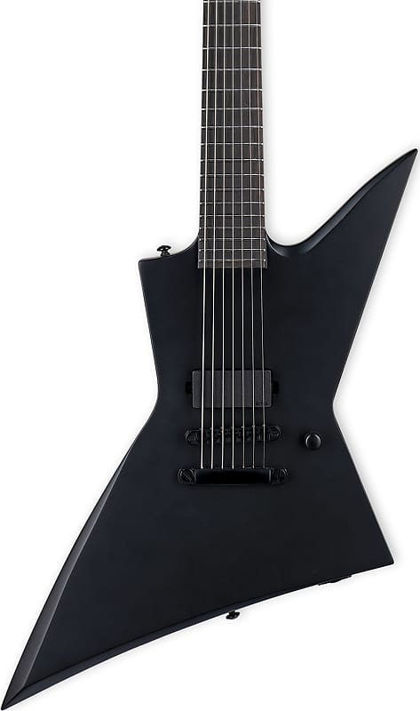 ESP LTD EX-7 Baritone Black Metal 7-String Electric Guitar, Black Satin image 1