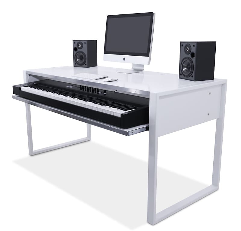 AZ Studio Workstations Hybrid Steel Studio Desk Glossy White image 1