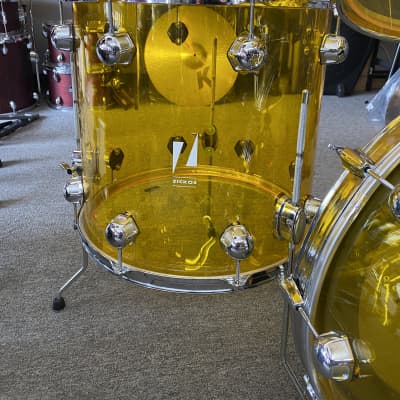 Zickos Late Model Yellow Acrylic Drum Set 22/16/12/10 - Rare image 8