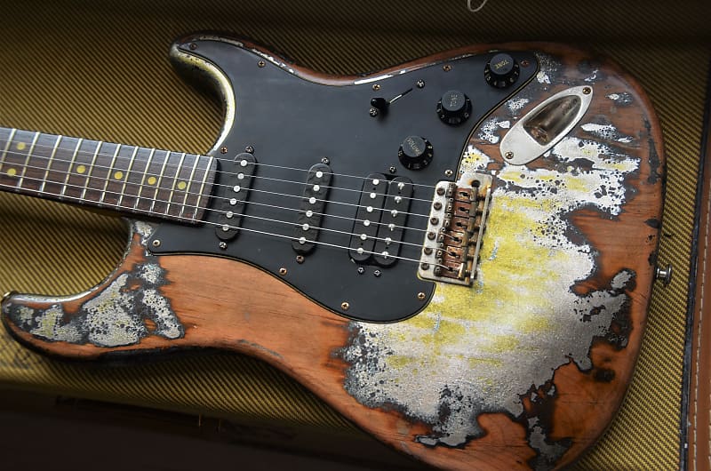 Fender Stratocaster Heavy Relic Nitro Silver Sparkle O Black HSS Custom by Guitarwacky image 1