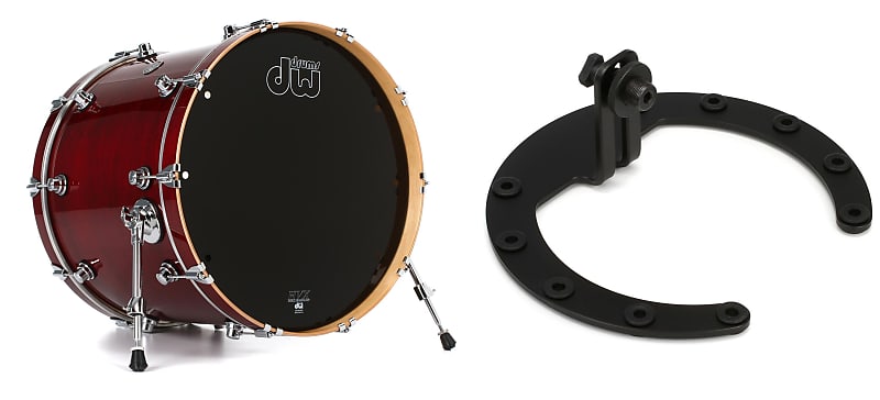 DW Performance Series Bass Drum - 18 x 22 inch - Cherry Stain Lacquer  Bundle with Kelly Concepts The Kelly SHU Pro Bass Drum Microphone Shockmount Kit - Aluminum - Black Finish image 1
