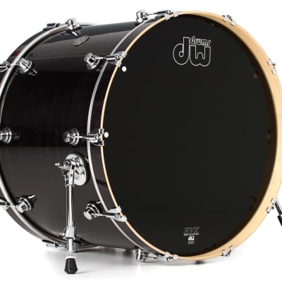 DW Performance Series Bass Drum - 18 x 24 inch - Ebony Stain Lacquer  Bundle with Kelly Concepts Kelly SHU FLATZ System for Shure Beta 91 / 91A image 2