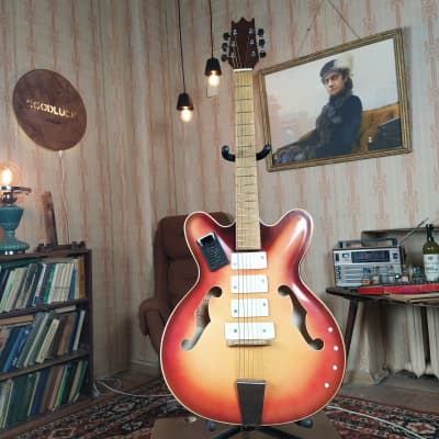 Maria 6-string Semi-Hollow Electric Guitar Rare Soviet plastic orfeus Vintage USSR for sale