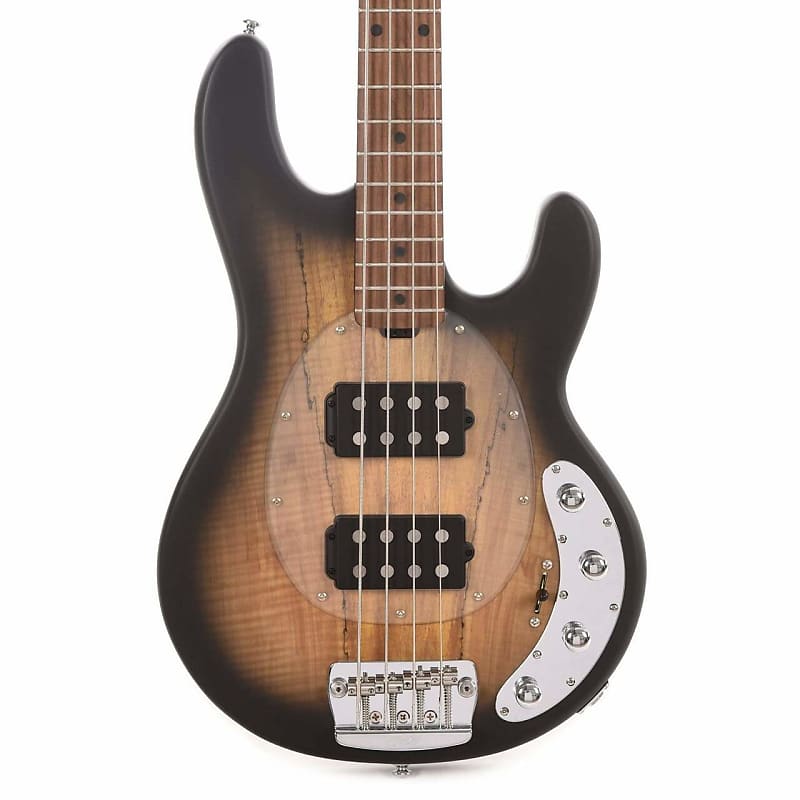 Sterling by Music Man StingRay HH 4str Spalted Maple 3/4 Bass Natural Burst Sati image 1