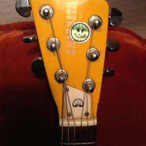 Vintage 1980's Rare Hondo Chiquita Yellow Travel Guitar image 5