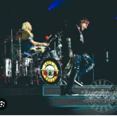 Frank Ferrer's Guns 'n' Roses, Steven Adler "Not In This Lifetime" Tour, DW Collectors 2010s - Silver Sparkle Lacquer. Complete Set! Signed by Whole Band!! image 15