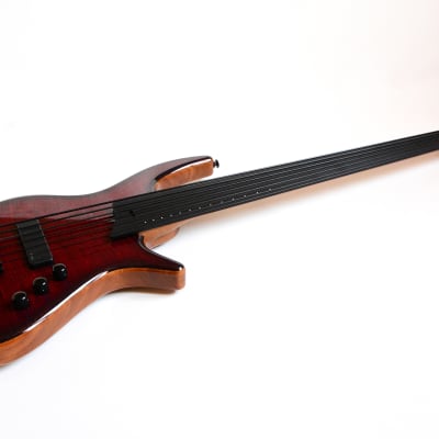 Cortex Bass Napoléon 6 String Fretless - Ash Top in Translucent Red Sunburst image 8