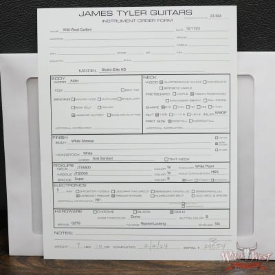 James Tyler USA Studio Elite HD HSS White Shmear with Gold Hardware 7.65 LBS image 13