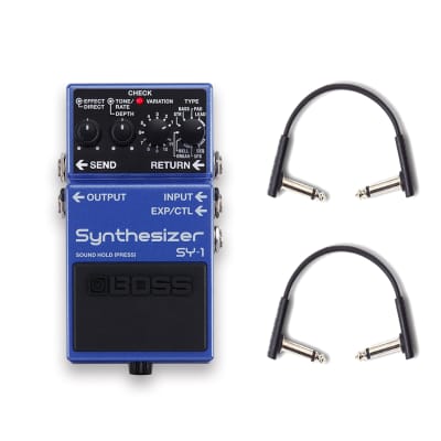 Boss SY-1 Synthesizer Pedal w/RockBoard Flat Patch Cables Bundle
