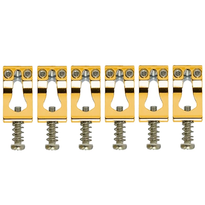 NEW Gotoh S200 SOLID BRASS Saddle Set of 6 for 510T Tremolo Guitar Bridge 10.8mm - Gold image 1