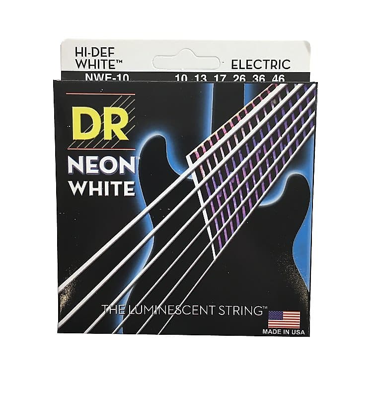DR Strings Guitar Strings Electric Neon White 10-46 Medium image 1