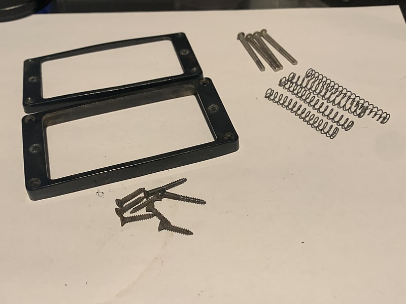 Gibson  PAF Humbucker Trim Rings FLAT w/Screws and Springs 1960s/70s  - Black image 1