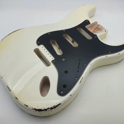 4lbs 2oz Nitro Lacquer Aged Relic Olympic White S-Style Vintage Custom Guitar Body image 3