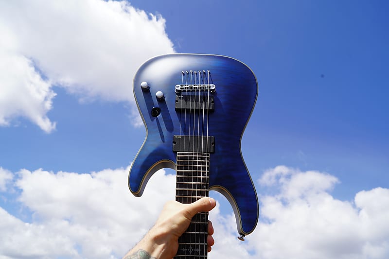 Schecter Diamond Series PROTOTYPE Platinum-7 Satin See Thru Blue Burst  7-String Electric Guitar