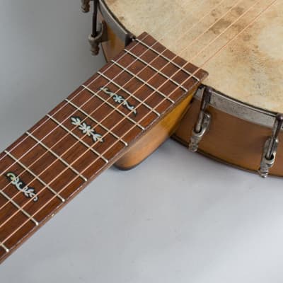 Yosco  Colossus Guitar Banjo,  c. 1920, ser. #776, black gig bag case. image 11