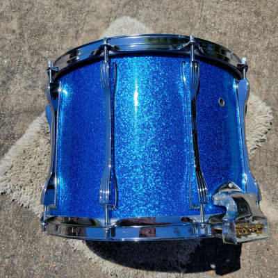 Vintage 1980's Ludwig 14x10 Field/Snare Drum - Blue Sparkle - (094-2) image 10