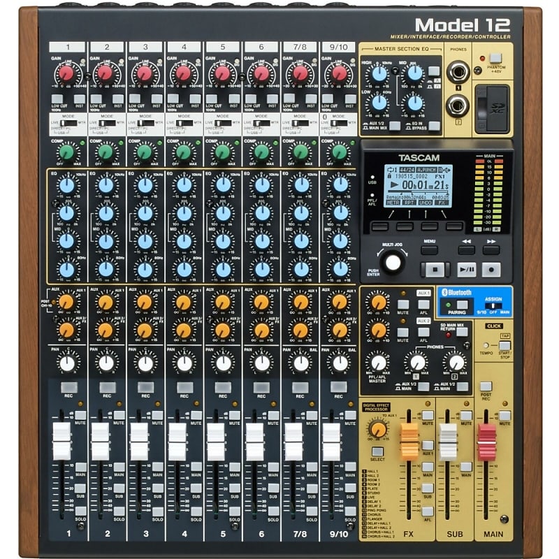 TASCAM MODEL 12 All-in-One Mixing Studio: Mixer/Interface/Recorder with USB & Bluetooth image 1