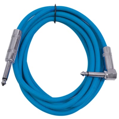 Seismic Audio - 10' Blue Guitar Cable TS 1/4" to Right Angle - Instrument Cord image 1