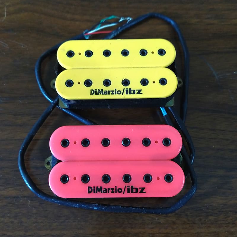 Dimarzio /Ibz Yellow Pink Anniversary Bridge & Neck Set Reverb UK