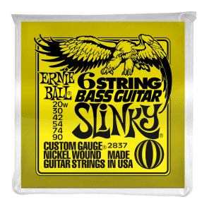 Ernie Ball 2837 Slinky Silhouette Short-Scale 6-String Electric Bass Strings (20w-90)