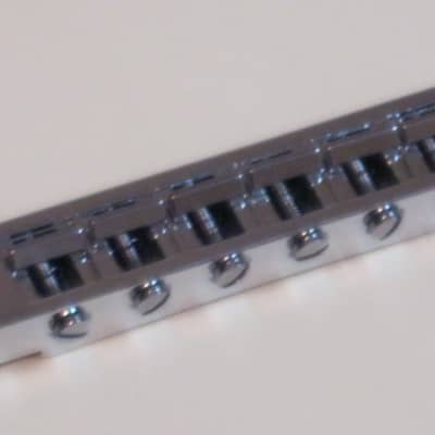 new very near A+ (NO packaging) genuine Gibson Nashville Tune-O-Matic Bridge Chrome: bridge + saddles and height adjustment mounting pieces (NO anchors) image 4