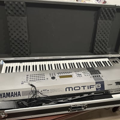 Yamaha Motif 8 Synthesizer + Road Runner case & Mackie Interface