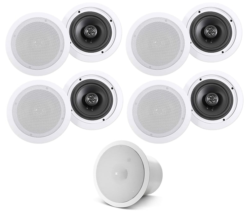 (8) Rockville HC655 6.5&quot; 500 Watt In-Ceiling Home Theater Speakers+JBL Subwoofer  			