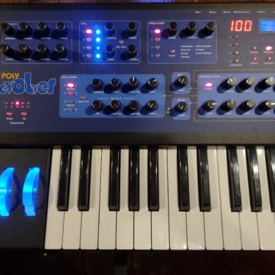 Dave Smith Instruments Poly Evolver PE 61-Key 4-Voice Polyphonic Synthesizer 2010 - 2013 - Blue with Wood Sides image 2
