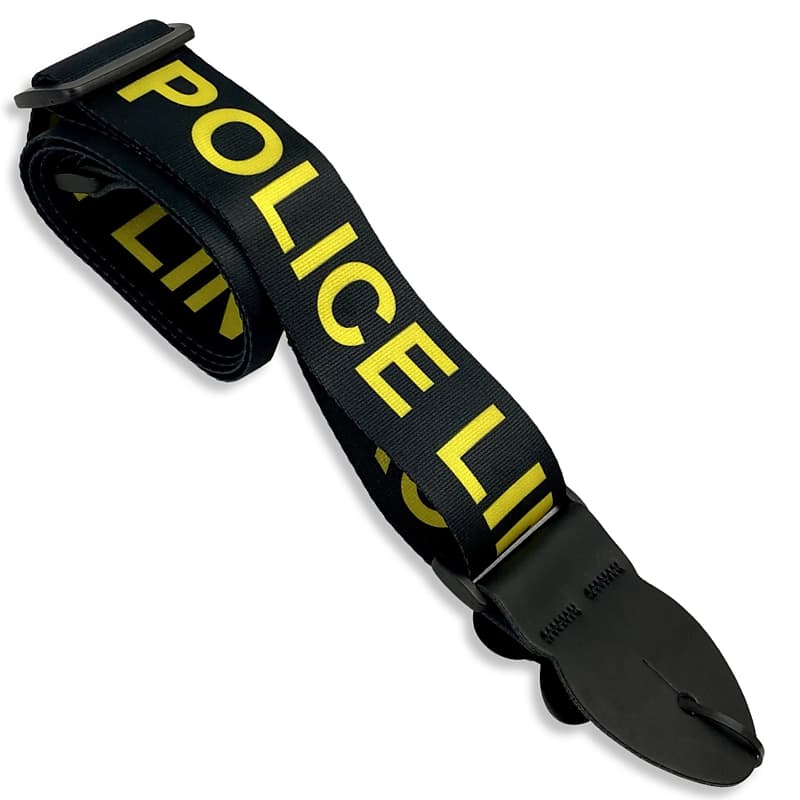 Leather Graft Graphic Series Guitar Strap Police Line Black Reverb