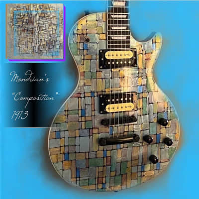 Kit guitar build with custom painted artistic finish Single cut 2021 Custom painted artistic finish image 2