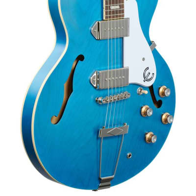 Epiphone Casino Hollowbody P90 Electric Guitar Worn Blue Denim image 9