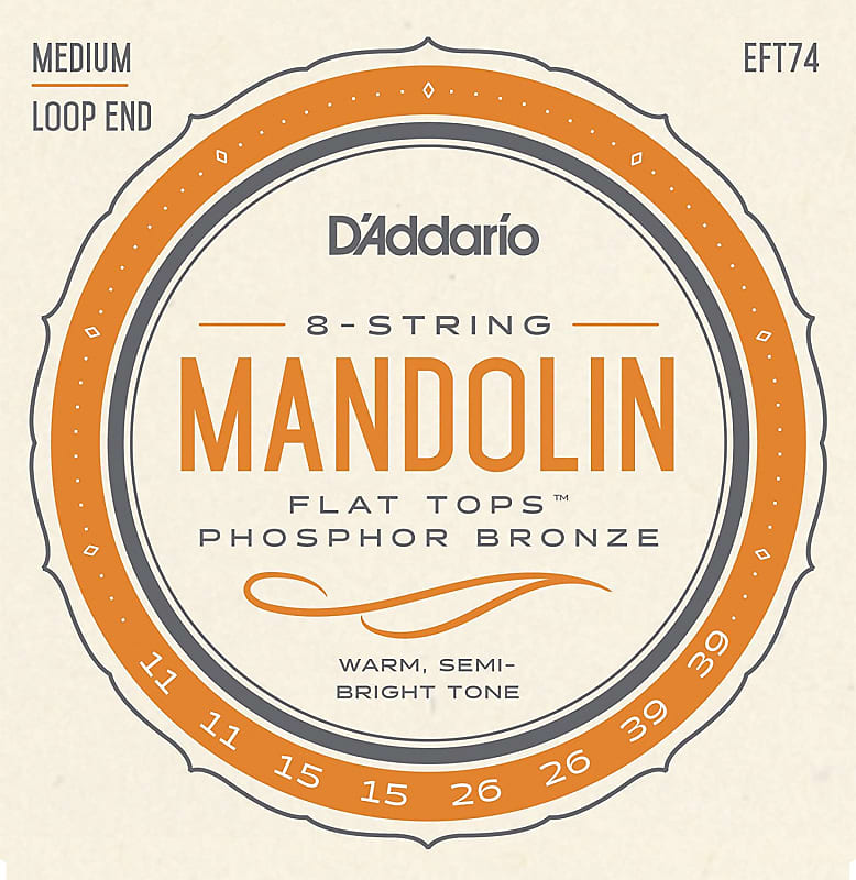 D'Addario EFT74 Flat Tops Medium Mandolin Strings ( 11 - 39 ) image 1