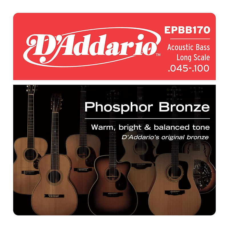 D'addario EPBB170 Phosphore Bronze 45-100 - Jeu de cordes basse acoustique 4 cordes image 1